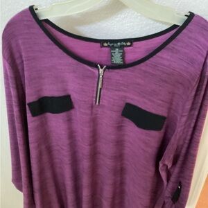 Suzie In The City Purple Blouse with Black Trim and Silver Zipper
